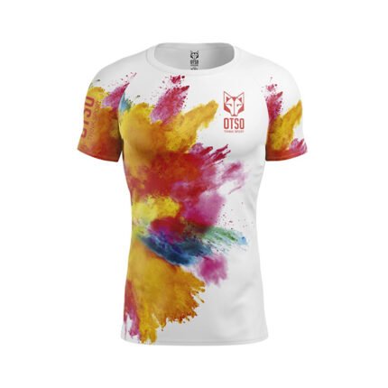 Camiseta de manga corta para mujer con un moderno diseño muy colorido.