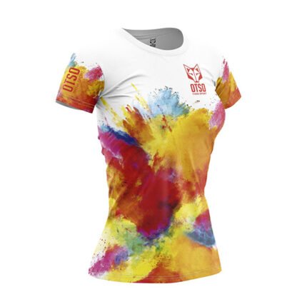 Camiseta de manga corta para mujer con un moderno diseño muy colorido.